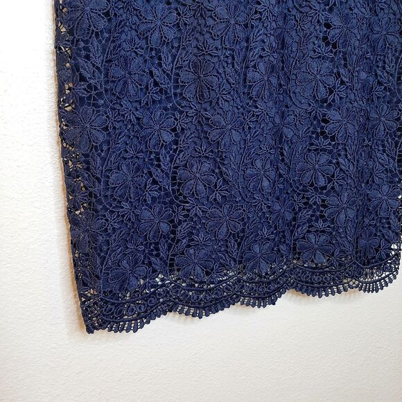 Uniqlo Skirt Navy Women Size XS Lace Overlay Pencil Straight Lined Zip Closure - Picture 5 of 9
